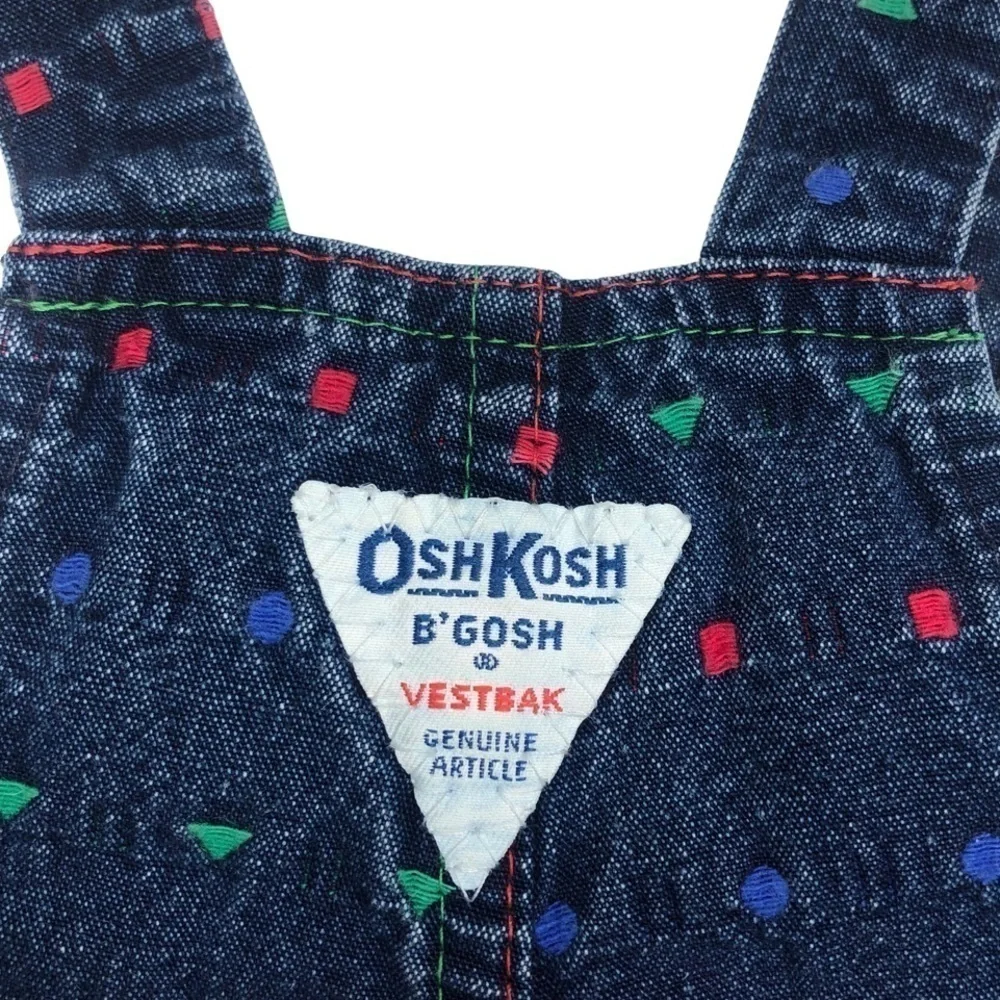 Vintage OshKosh B’gosh Made in USA Infant Overalls Geometric Shapes Sz 6-9mo